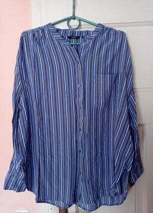 Легкая вискозная блуза рубашка в полоску