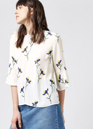 Красивая блузка с ирисами warehouse, m8 фото