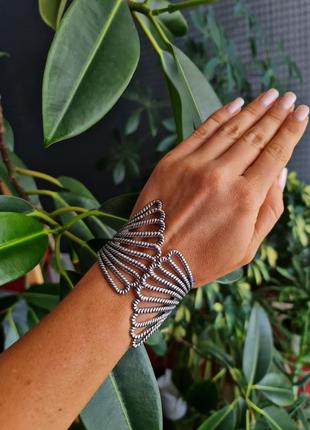 Срібний браслет широкий браслет метелик срібний браслет на руку