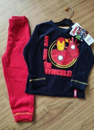 Дитяча піжама велюрова для хлопчика залізна людина,герої марвел р. 104