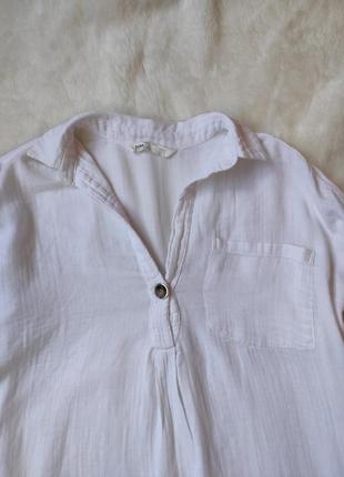 Біле натуральне оверсайз сукня довга сорочка блуза бавовна туніка довгим рукавом батал zara7 фото