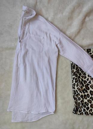 Біле натуральне оверсайз сукня довга сорочка блуза бавовна туніка довгим рукавом батал zara10 фото