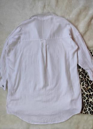 Белое натуральное оверсайз платье рубашка длинная блуза хлопок туника длинным рукавом батал zara9 фото