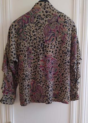 Леопардова блуза, вінтаж, віскоза, з воланами, пейслі2 фото