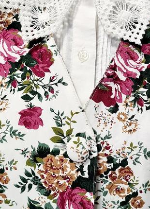 Крутий класний стильний розкішний вінтажний жакет піджак ретро вінтаж квіти троянди квітковий принт5 фото