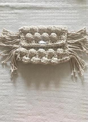 Сумочка клатч з трикотажної пряжі, попкорн, hand made