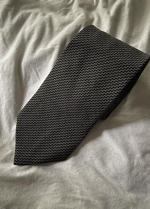 Мужской серый шёлковый винтажный галстук армани