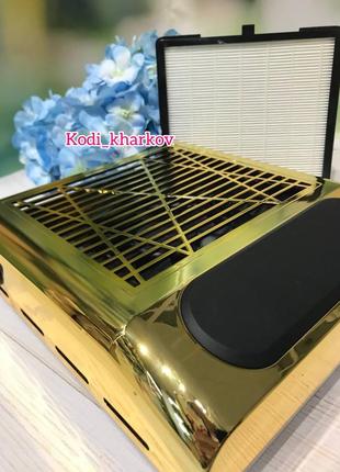 Вытяжка для маникюра simei 858-8 с нера-фильтром 80w (золото)