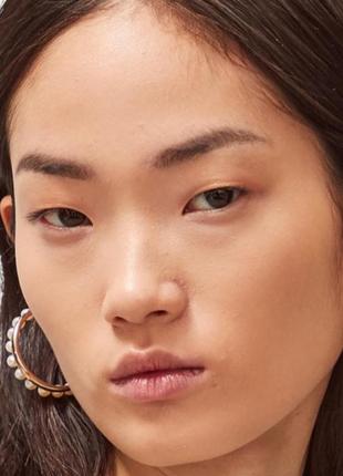 Серьги кольца с натуральным жемчугом, tory burch, позолота 18к