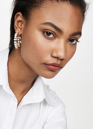 Серьги кольца с натуральным жемчугом, tory burch, позолота 18к