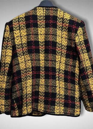 Винтажный французский дизайнерский жакет ref: chanel пиджак в клетку желтый4 фото