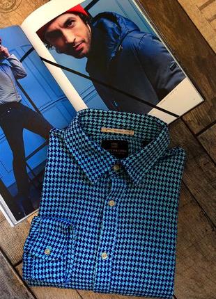 Чоловіча модна приталені фактурна екстравагантна сорочка scotch soda сенего кольору розмір l
