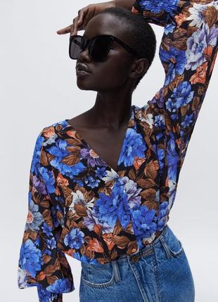 Zara топ блуза квіткова 💙1 фото