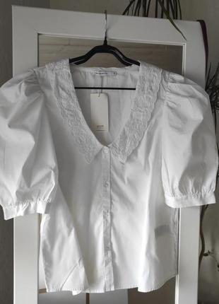 Блуза белая house, рубашка с влротником как zara5 фото