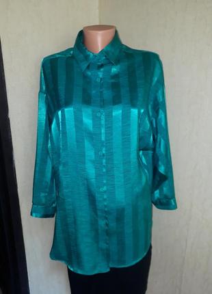 Винтажная бирюзовая блузка оверсайз цвет бирюза2 фото
