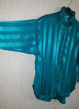 Винтажная бирюзовая блузка оверсайз цвет бирюза4 фото
