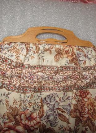 Легка велика сумка тканина+дерево4 фото