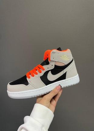 Кросівки nike air jordan 1 retro grey black orange