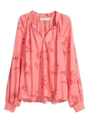 Красивая яркая блуза рубашка бренд h&m с цветочным принтом англия1 фото