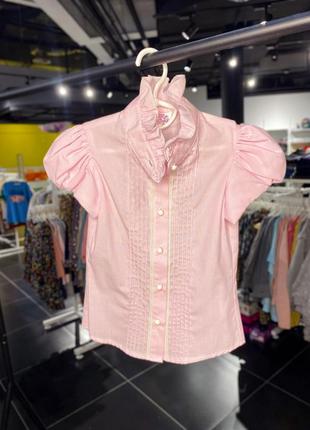 Блуза школьная для девочки malenа розовая, короткий рукав 116 см