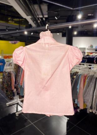 Блуза школьная для девочки malenа розовая, короткий рукав 116 см2 фото