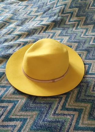 Parfois капелюх гірчичний з декором 100 % вовна3 фото
