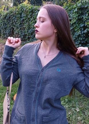 Кардиган кофта сіра fred perry l або оверсайз 👌 3