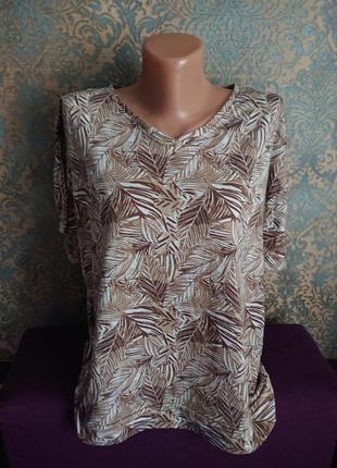 Красивая женская блуза футболка в листики 🍃 блузка блузочка большой размер батал 50 /524 фото