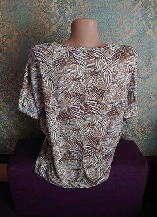 Красивая женская блуза футболка в листики 🍃 блузка блузочка большой размер батал 50 /525 фото