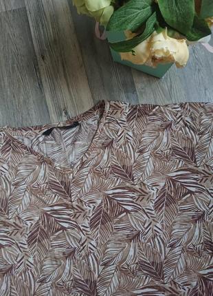 Красивая женская блуза футболка в листики 🍃 блузка блузочка большой размер батал 50 /526 фото