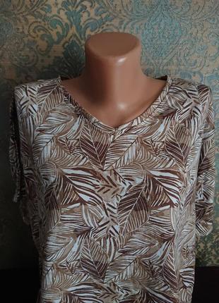 Красивая женская блуза футболка в листики 🍃 блузка блузочка большой размер батал 50 /528 фото