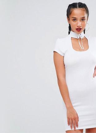 Трикотажное белое мини платье от asos3 фото