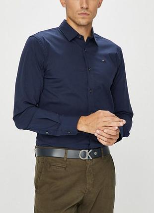 Мужская синяя рубашка tommy hilfiger бренд