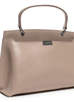 Женская классическая кожаная деловая сумка / сумка кроссбоди/ кожаная сумка с короткой ручкой / цвет пудра