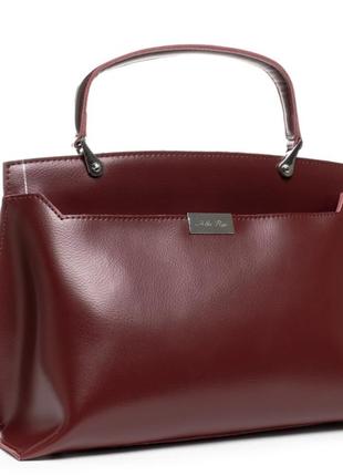 Жіноча класична ділова сумка шкіряна бордо / сумка кроссбоди/ шкіряна сумка