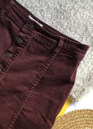Міні спідниця вишнева джинсова спідничка4 фото