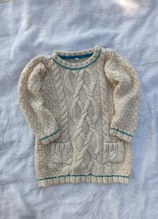 Вязание шерстяное платье туника