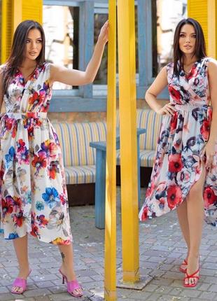Літня сукня сарафан з короткими рукавами вільного крою із софту розміри норма1 фото