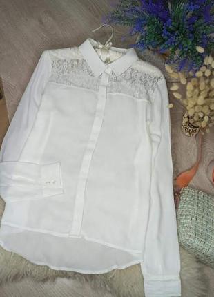 Шифонова блуза з мереживом