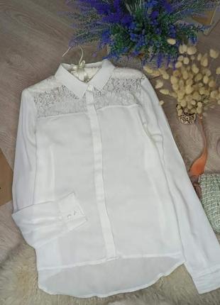 Шифонова блуза з мереживом