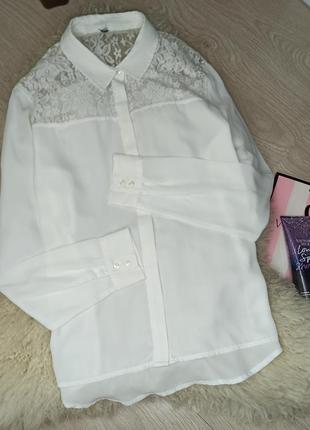 Шифонова блуза з мереживом