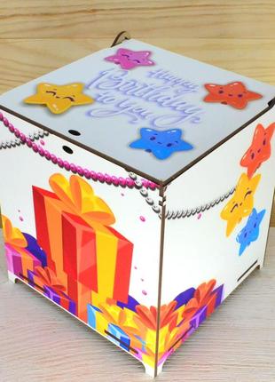 Цветная подарочная коробка лдвп 16 см белая подарок деревянная коробочка для подарка1 фото