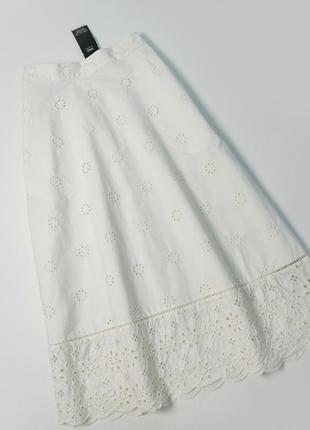 Натуральная белая юбка в вышивку ришелье m&s2 фото