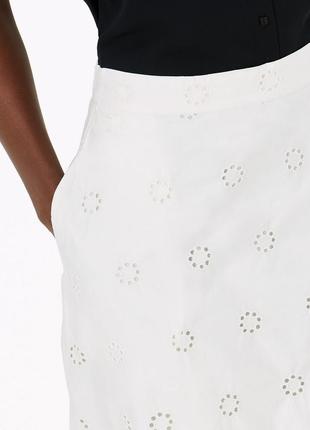 Натуральная белая юбка в вышивку ришелье m&s4 фото