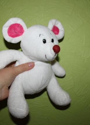 М'яка іграшка біле мишеня, дуже м'яка і мила мишка, 27 см1 фото