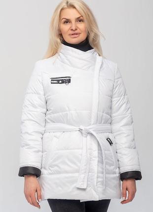 Куртка з поясом біла великих розмірів