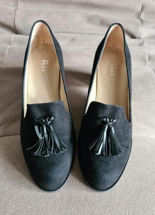 Чорні класично замшеві туфлі лофери varese