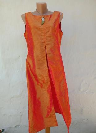 Роскошная,нарядная,лёгкая вечерняя оранжевая длинная туника,вышевка,платье,восточный стил