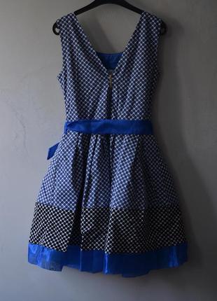 Пишна сукня в горошок синя2 фото