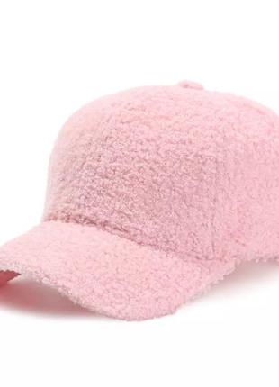 Кепка бейсболка букльована рожевий.
